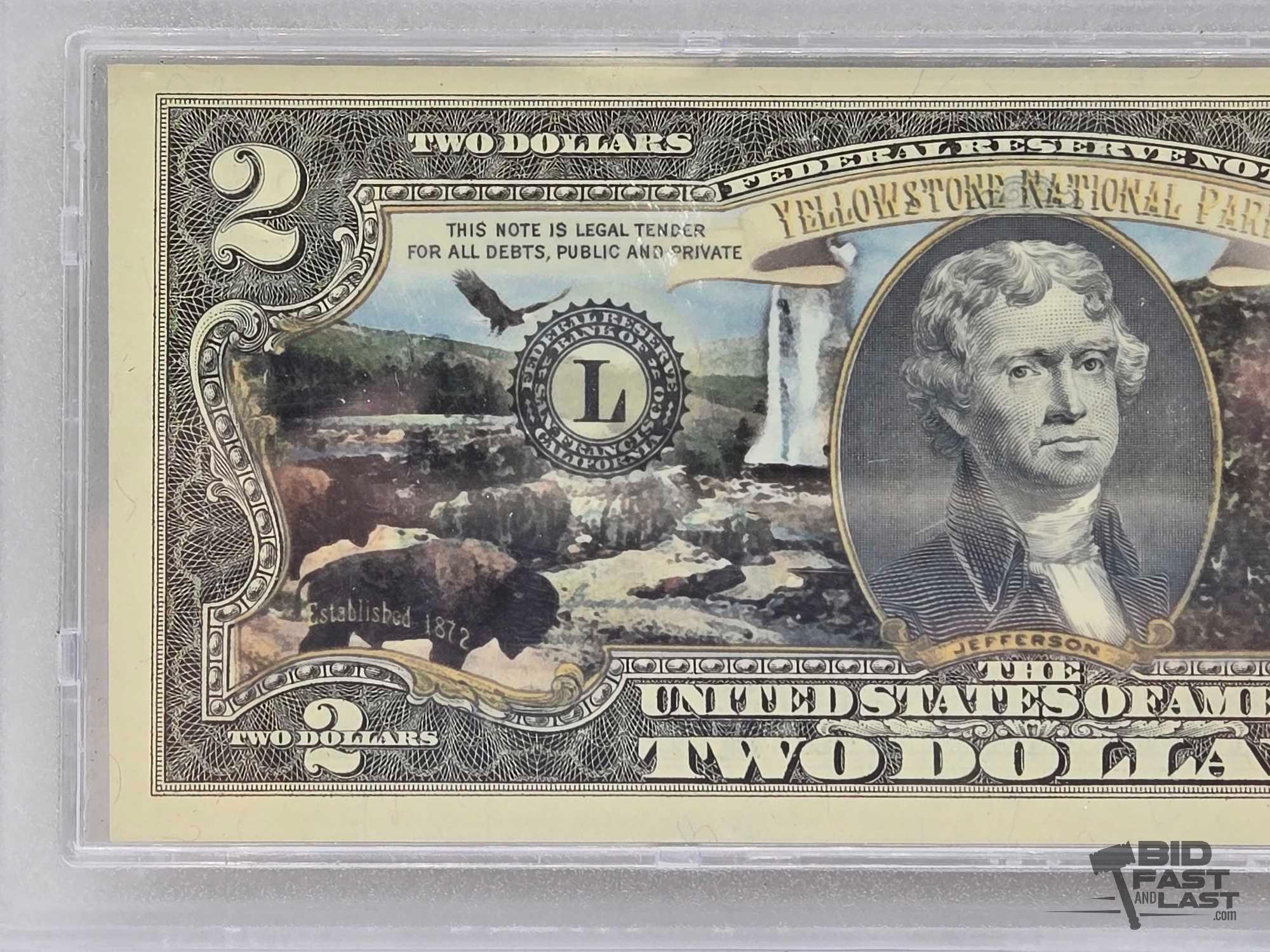 Authenticated Uncirculated $2 Idaho, Montana, Wyoming-Yellowstone National Park Note