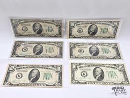(6) 1934 $10 Federal Reserve Notes