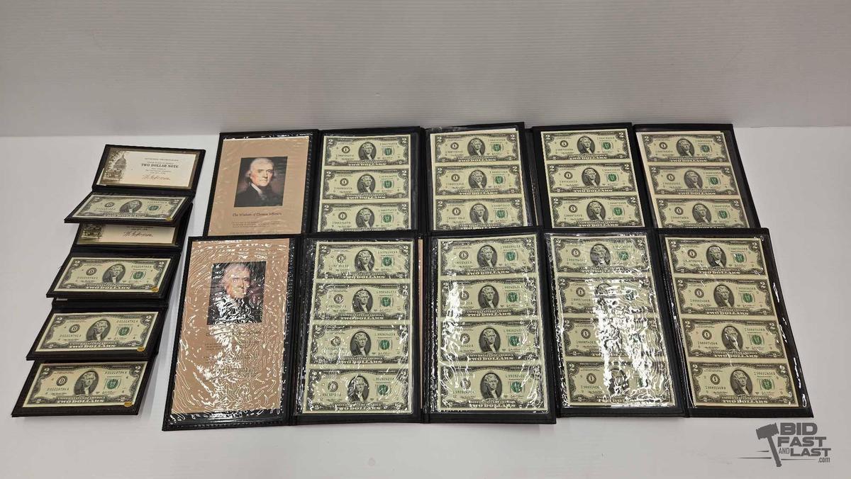 (12) Albums of Uncirculated & Uncut $2 Dollar Bank Notes