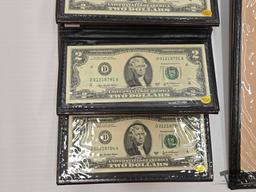 (12) Albums of Uncirculated & Uncut $2 Dollar Bank Notes