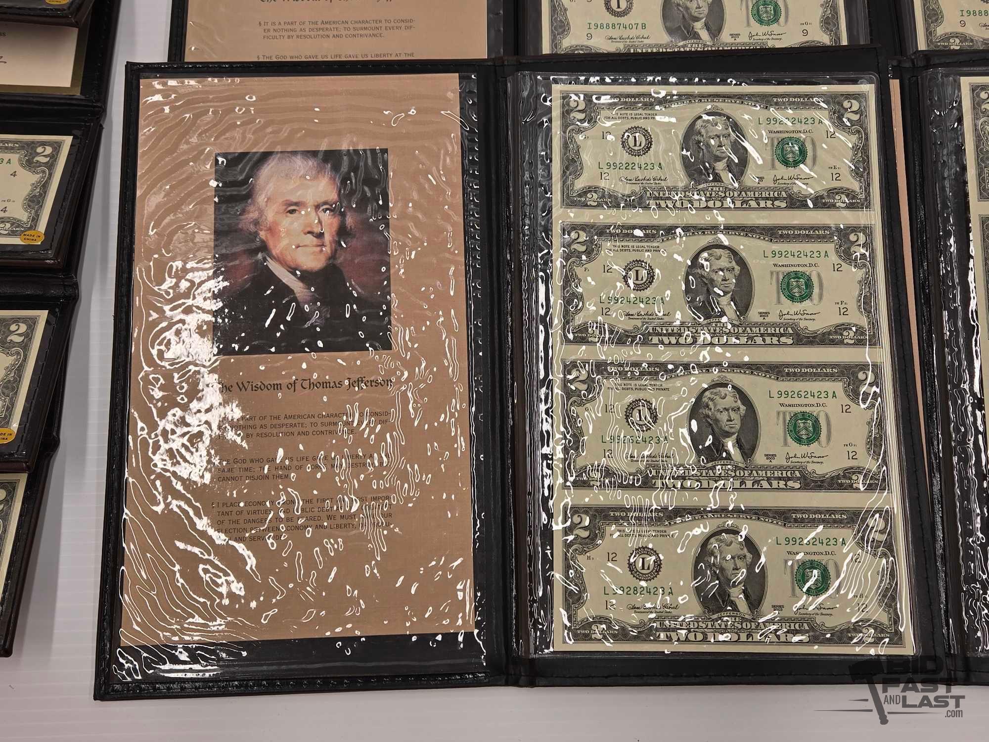 (12) Albums of Uncirculated & Uncut $2 Dollar Bank Notes