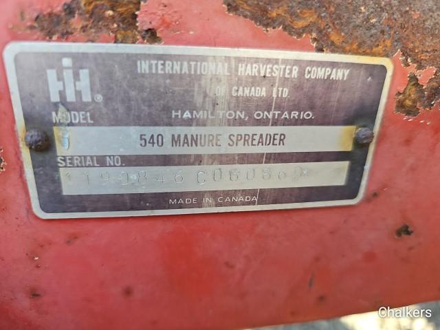 International 540 PTO Manure Spreader/Top Beater