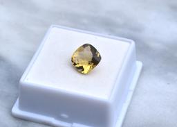 3.53 Carat Beautiful Cushion Checkerboard Cut Citrine