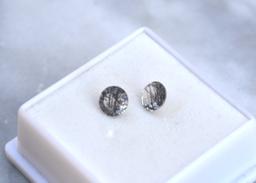 1.50 Carat Matched Pair of Tourmalinated Quartz