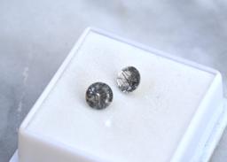 1.50 Carat Matched Pair of Tourmalinated Quartz