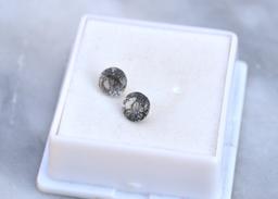 1.50 Carat Matched Pair of Tourmalinated Quartz