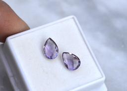 3.06 Carat Matched Pair of Checkerboard Cut Amethyst