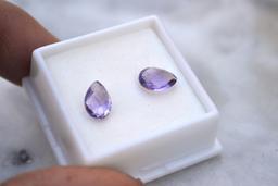 3.08 Carat Matched Pair of Checkerboard Cut Amethysts
