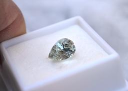 3.38 Carat Pear Cut Green Kunzite