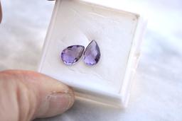 3.24 Carat Matched Pair of Pear Checkerboard Cut Amethyst