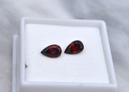 1.90 Carat Matched Pair of Strawberry Red Garnets