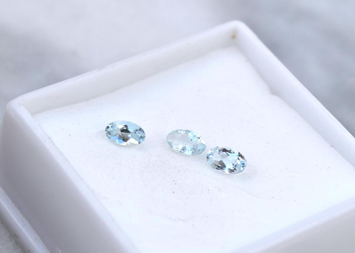 0.60 Carat Matched Trio of Aquamarine