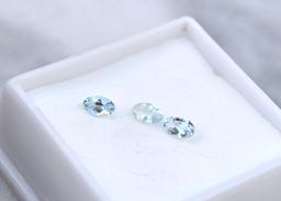 0.60 Carat Matched Trio of Aquamarine