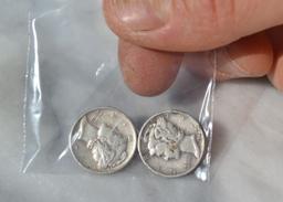 Lot of 2 Mercury Dimes, High Grade Full Date