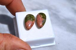 16.35 Carat Matched Pair of Unakite Jasper