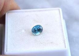 1.84 Carat Oval Cut Blue Zircon