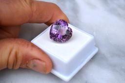 19.27 Carat Beautiful Heart Checkerboard Cut Amethyst