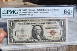 1935-A $1 Emergency Issue Hawaii Currency Graded 64 PMG