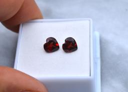 2.68 Carat Matched Pair of Heart Shaped Garnets