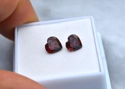 2.68 Carat Matched Pair of Heart Shaped Garnets