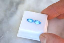 2.79 Carat Oval Cut Match Pair Electric Blue Topaz