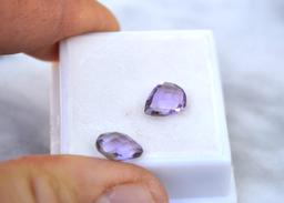 3.81 Carat Matched Pair of Checkerboard Cut Amethyst