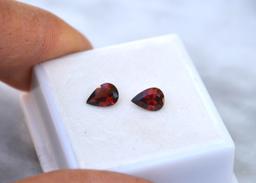 1.65 Carat Matched Pair of Strawberry Red Garnets