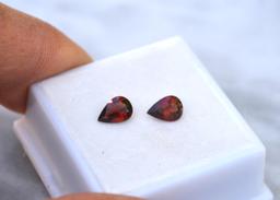 1.65 Carat Matched Pair of Strawberry Red Garnets