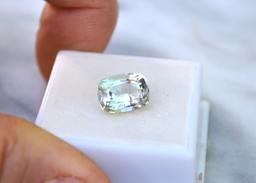 4.36 Carat Fancy Cushion Cut Green Amethyst