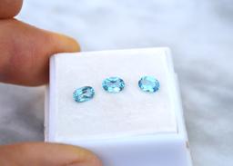 1.64 Carat Matched Trio of Blue Topaz