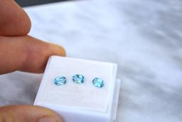 1.64 Carat Matched Trio of Blue Topaz