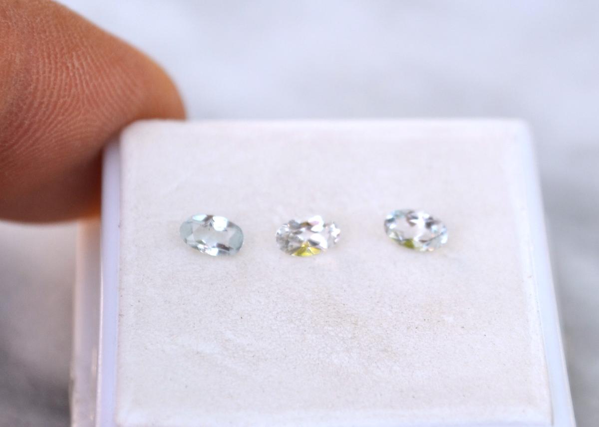 0.66 Carat Matched Trio of Aquamarine