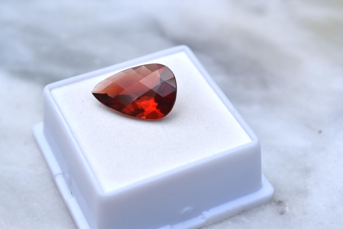 6.45 Carat Pear Checkerboard Cut Sunstone