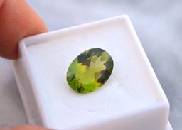 6.91 Carat Oval Cut Peridot