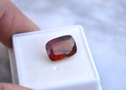 8.62 Carat Cushion Cut Hessonite Garnet