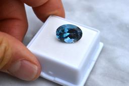 9.58 Carat Oval Cut London Blue Topaz