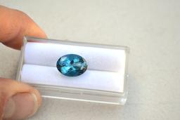 7.32 Carat Oval Cut London Blue Topaz