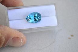 7.66 Carat Pear Cut Intense Sky Blue Topaz