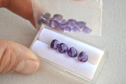 20.30 Carat Matched Set of Heart Checkerboard Shaped Amethyst
