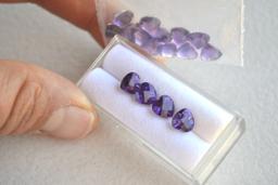 20.30 Carat Matched Set of Heart Checkerboard Shaped Amethyst