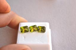 7.53 Carat Matched Trio of Scissor Cut Peridots