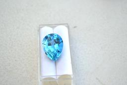 22.40 Carat Antique Pear Cut Swiss Blue Topaz