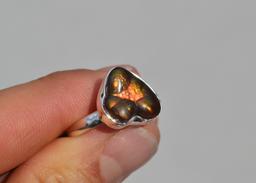 Fire Agate Ring in Sterling Silver -- Size 8.5