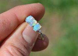 Opal Trio Ring in Sterling Silver