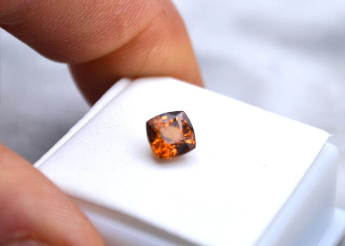 2.13 Carat Cushion Cut Beautiful Orange Zircon