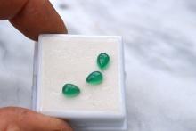 2.35 Carat Matched Trio of Green Chalcedony