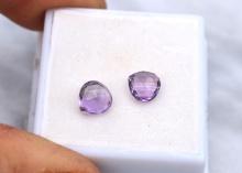 2.36 Carat Matched Pair of Pear Checkerboard Cut Amehyst