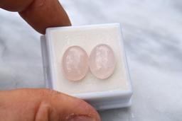 18.20 Carat Matched Pair of Rose Quartz