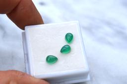 2.35 Carat Matched Trio of Green Chalcedony