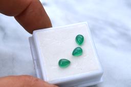 2.35 Carat Matched Trio of Green Chalcedony